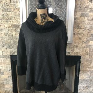 Gray & Black Cowl Neck Sweater